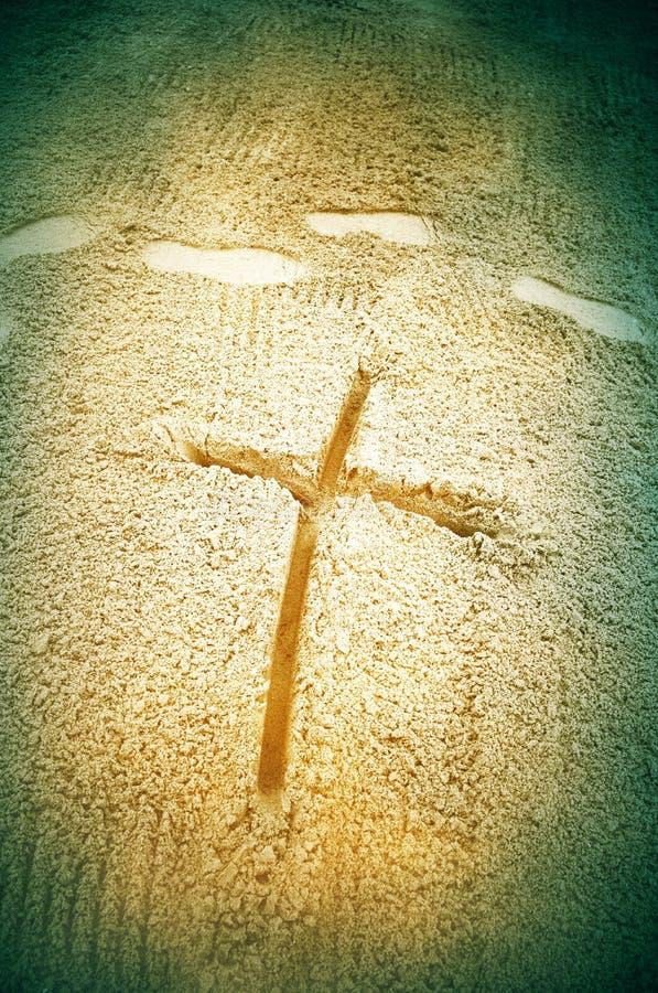Symbol Cross Drawn Sand Stock